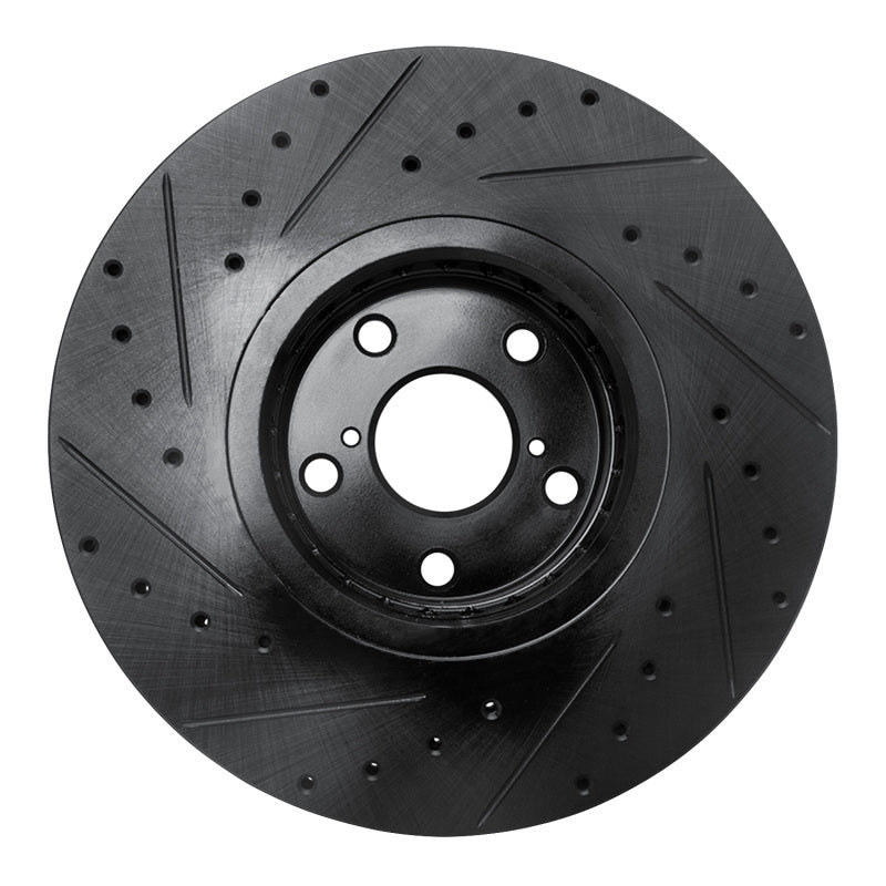 R1 Concepts R1 07-11 Lexus GS350 Right Front Drilled & Slotted Black Brake Rotor
