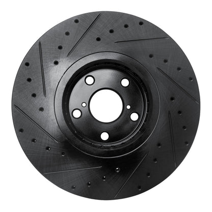 R1 Concepts R1 07-11 Lexus GS350 Right Front Drilled & Slotted Black Brake Rotor