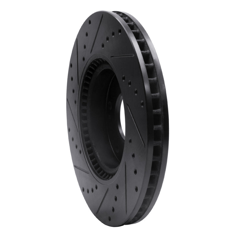 R1 Concepts R1 15-19 Kia Soul EV Front Right Drilled & Slotted Black Brake Rotor