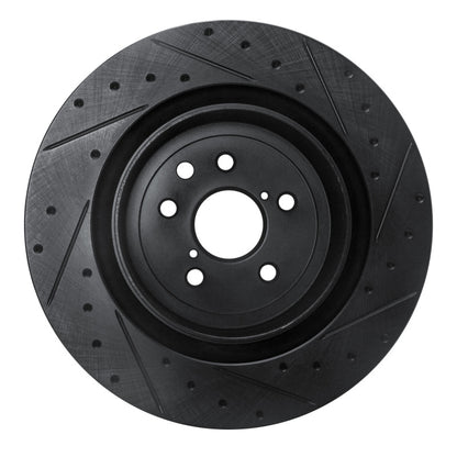 R1 Concepts R1 15-22 Lexus GS F Left Rear Drilled & Slotted Black Brake Rotor