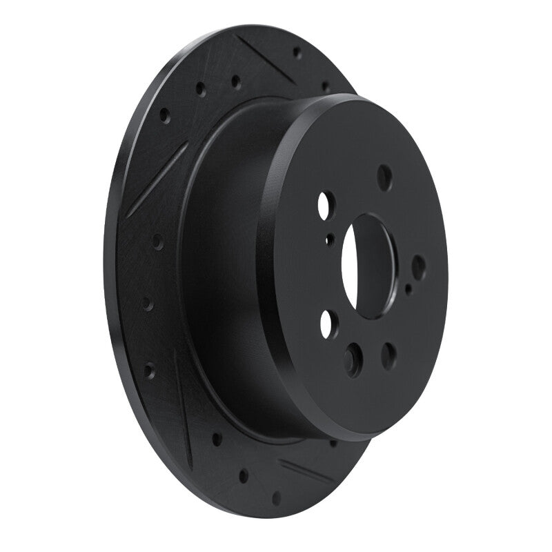 R1 Concepts R1 86-93 Lexus ES250 Rear Right Drilled & Slotted Black Brake Rotor