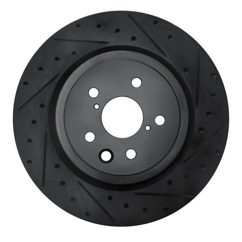 R1 Concepts R1 15-22 Lexus RC F Right Rear Drilled & Slotted Black Brake Rotor