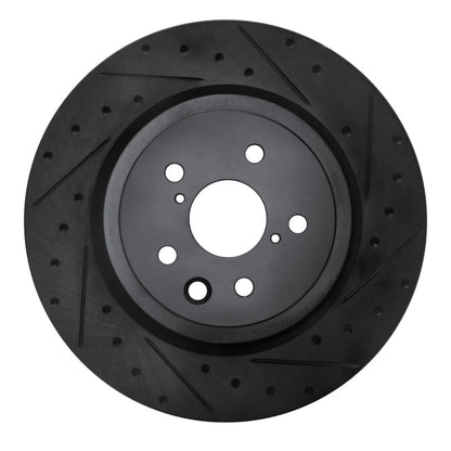 R1 Concepts R1 15-22 Lexus RC F Right Rear Drilled & Slotted Black Brake Rotor