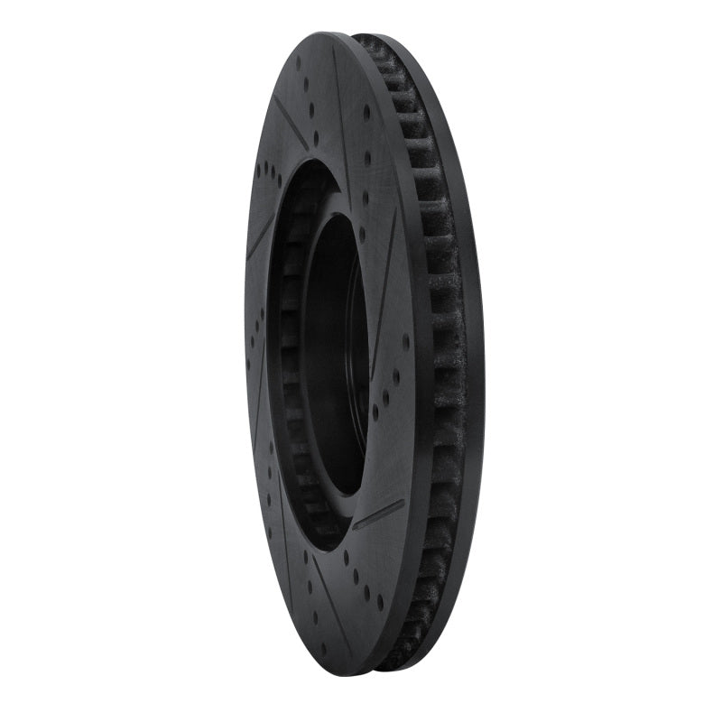 R1 Concepts R1 93-98 Toyota Supra Right Front Drilled & Slotted Black Brake Rotor