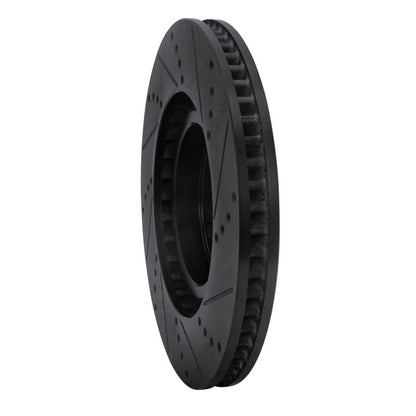 R1 Concepts R1 93-98 Toyota Supra Right Front Drilled & Slotted Black Brake Rotor