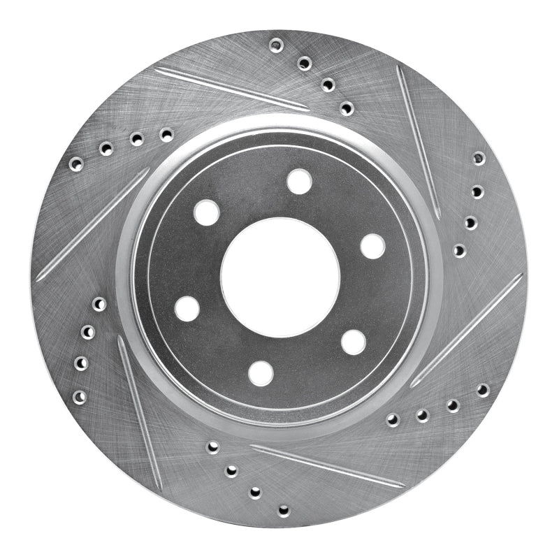 R1 Concepts R1 2005-2025 Nissan Xterra Front Right Drilled & Slotted Silver Brake Rotor