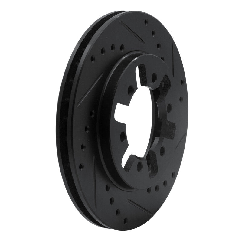 R1 Concepts R1 85-97 Nissan D21 Pickup RWD (4 Cyl Excl HD) Front Right Drilled & Slotted Black Brake Rotor