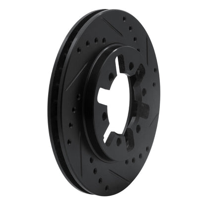 R1 Concepts R1 85-97 Nissan D21 Pickup RWD (4 Cyl Excl HD) Front Right Drilled & Slotted Black Brake Rotor