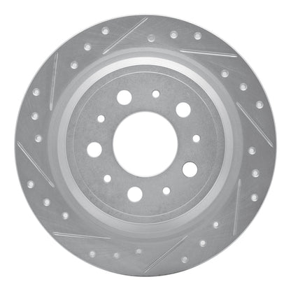 R1 Concepts R1 98-00 Volvo S70 Rear Left Drilled & Slotted Silver Brake Rotor