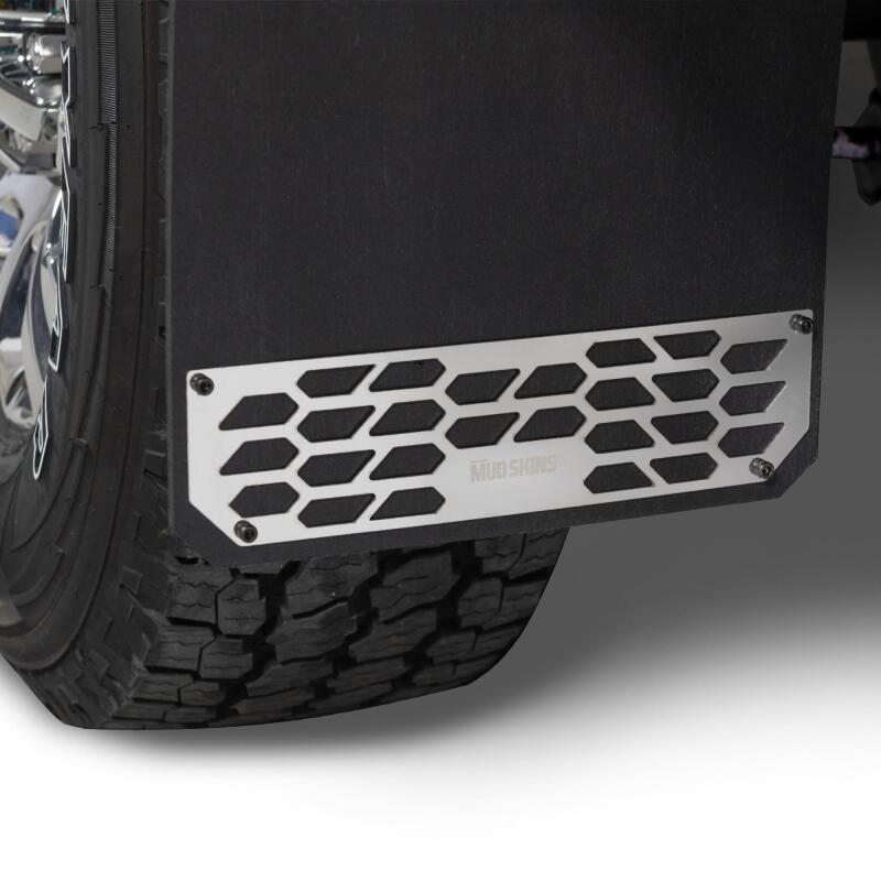 Putco 17-20 Ford SuperDuty - Set of 2 (Excl Dually Rear) Mud Skins - Polished SS w/ Hex Shield