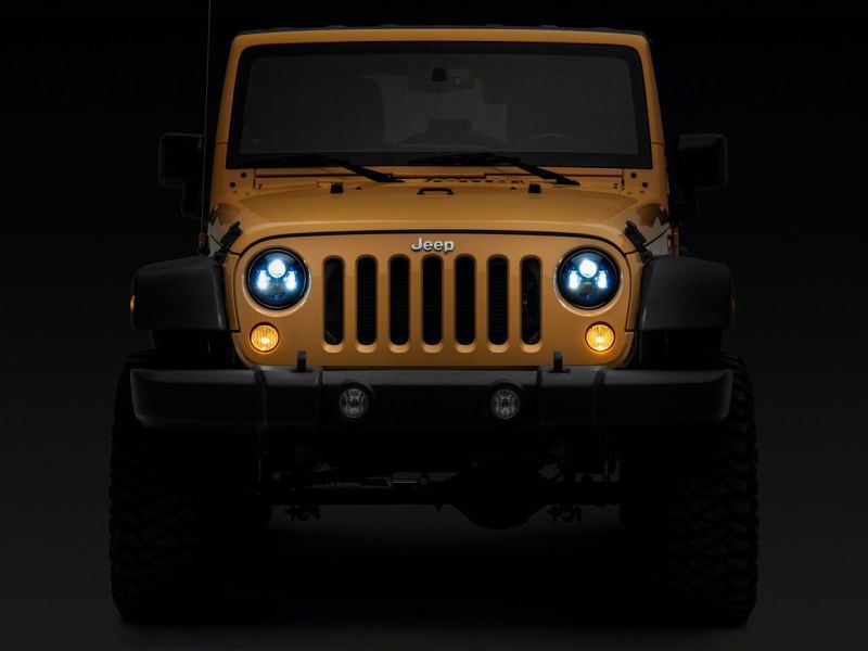 Raxiom 07-18 Jeep Wrangler JK 7-In LED Headlights- Blue Housing- Clear Lens