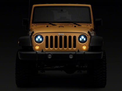 Raxiom 07-18 Jeep Wrangler JK 7-In LED Headlights- Blue Housing- Clear Lens