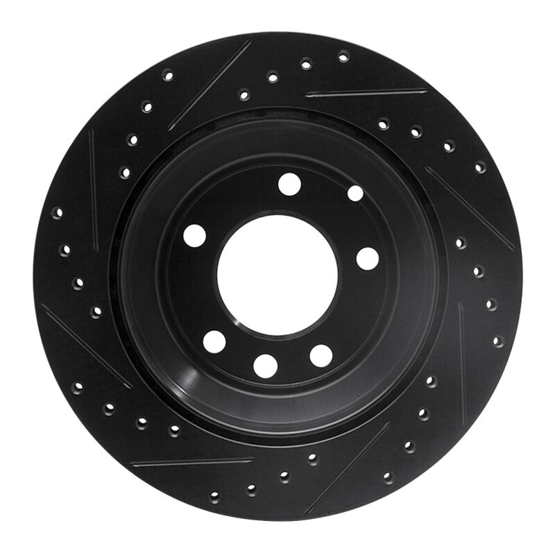 R1 Concepts R1 03-18 Audi Q7 Rear Right Drilled & Slotted Black Brake Rotor