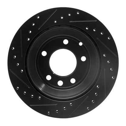 R1 Concepts R1 03-18 Audi Q7 Rear Right Drilled & Slotted Black Brake Rotor
