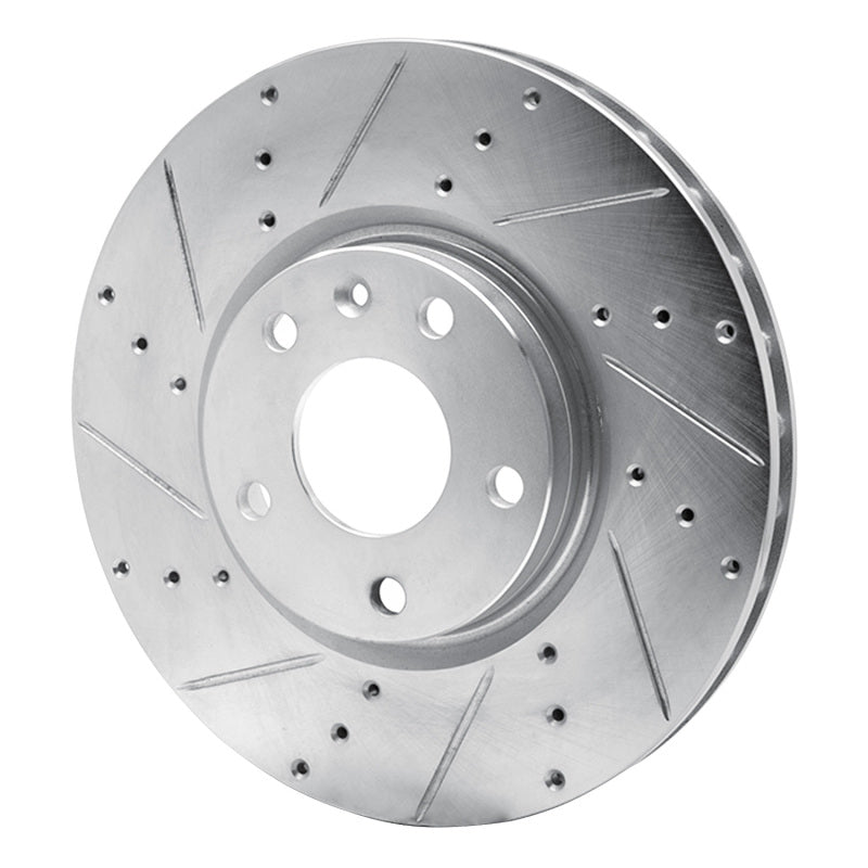 R1 Concepts R1 14-19 Chevrolet Corvette Front Left Drilled & Slotted Silver Brake Rotor