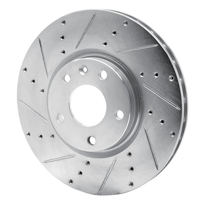 R1 Concepts R1 14-19 Chevrolet Corvette Front Left Drilled & Slotted Silver Brake Rotor