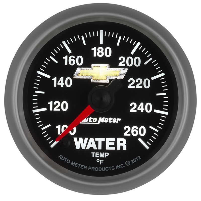 AutoMeter Gauge Water Temp 2-1/16in. 100-260 Deg. F Digital Stepper Motor Chevy Gold Bowtie
