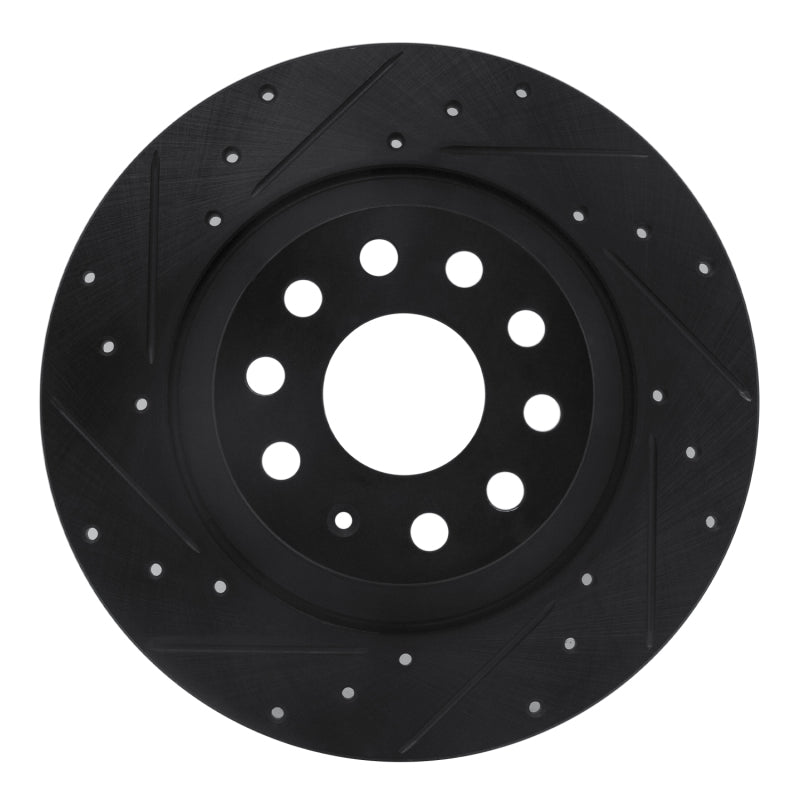 R1 Concepts R1 16-25 Audi TT Quattro Rear Left Drilled & Slotted Black Brake Rotor