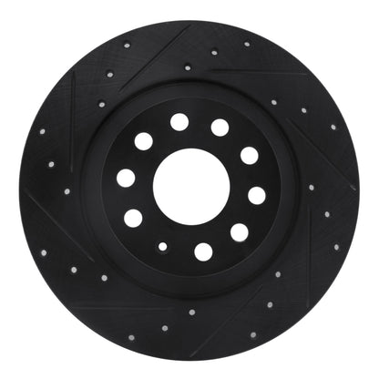 R1 Concepts R1 16-25 Audi TT Quattro Rear Left Drilled & Slotted Black Brake Rotor