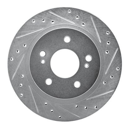 R1 Concepts R1 87-89 Nissan 300ZX Rear Right Drilled & Slotted Silver Brake Rotor