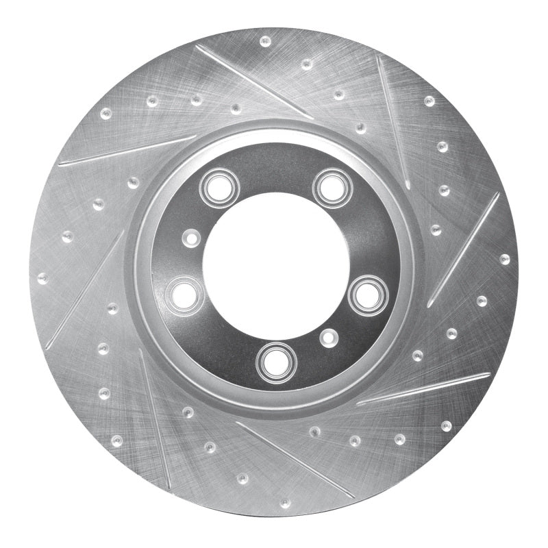 R1 Concepts R1 17-23 Porsche Panamera Right Front Drilled & Slotted Silver Brake Rotor
