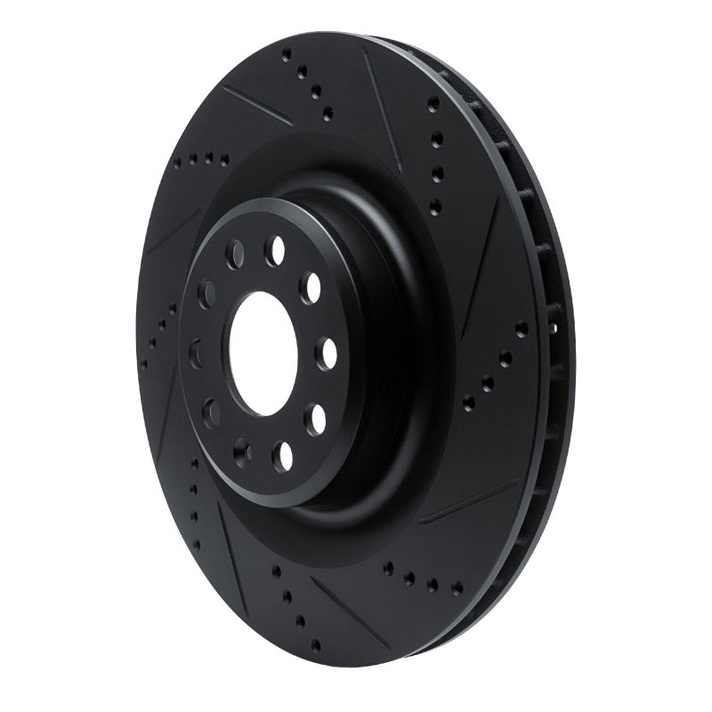 R1 Concepts R1 12-21 Tesla Model S Rear Right Drilled & Slotted Black Brake Rotor