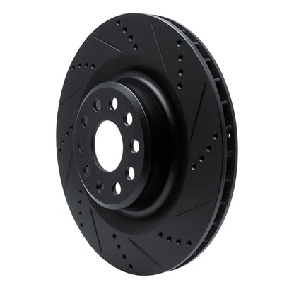 R1 Concepts R1 12-21 Tesla Model S Rear Right Drilled & Slotted Black Brake Rotor