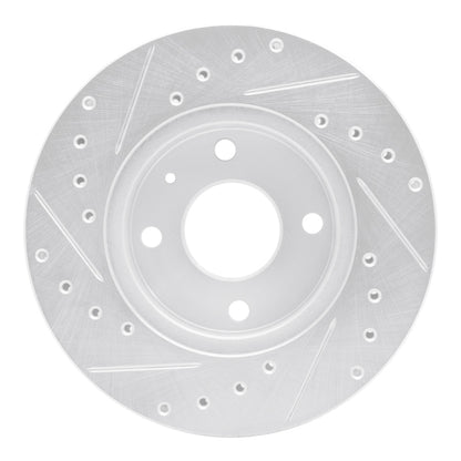 R1 Concepts R1 85-89 Merkur XR4TI Front Right Drilled & Slotted Silver Brake Rotor