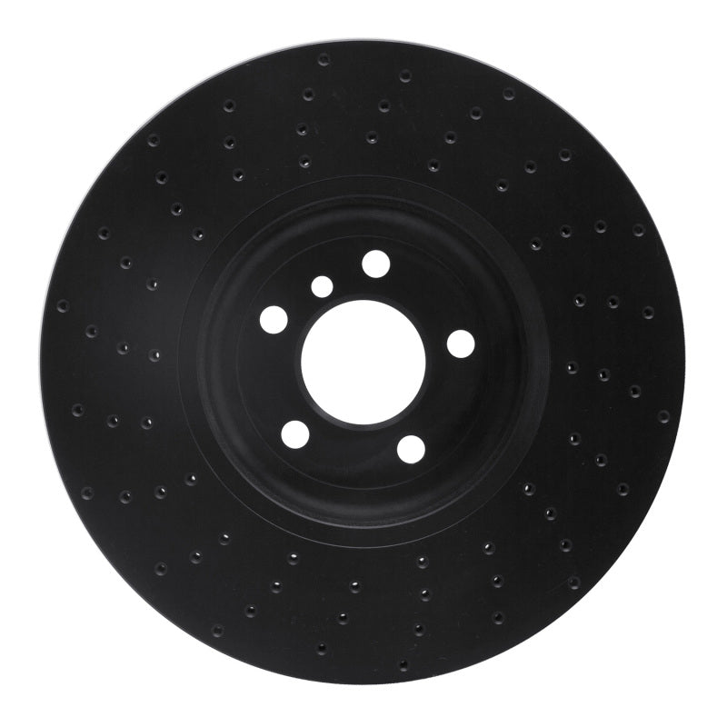 R1 Concepts R1 09-17 BMW 550i GT Right Front Drilled Black Brake Rotor