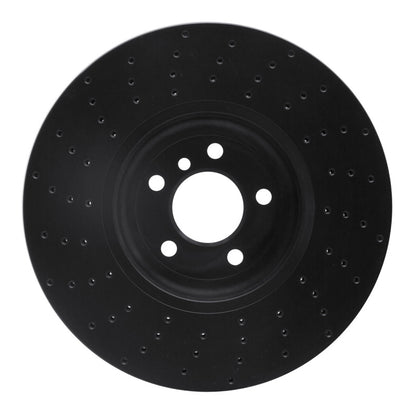 R1 Concepts R1 09-17 BMW 550i GT Right Front Drilled Black Brake Rotor