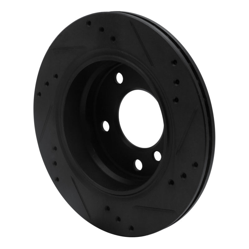 R1 Concepts R1 96-05 BMW 323I Rear Left Drilled & Slotted Black Brake Rotor