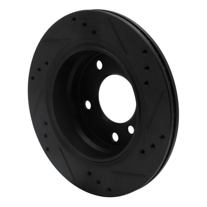 R1 Concepts R1 96-05 BMW 323I Rear Left Drilled & Slotted Black Brake Rotor