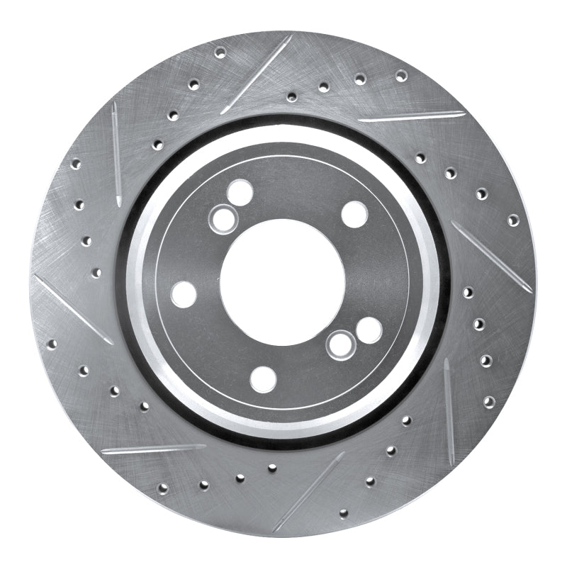 R1 Concepts R1 00-06 BMW M5 Rear Left Drilled & Slotted Silver Brake Rotor