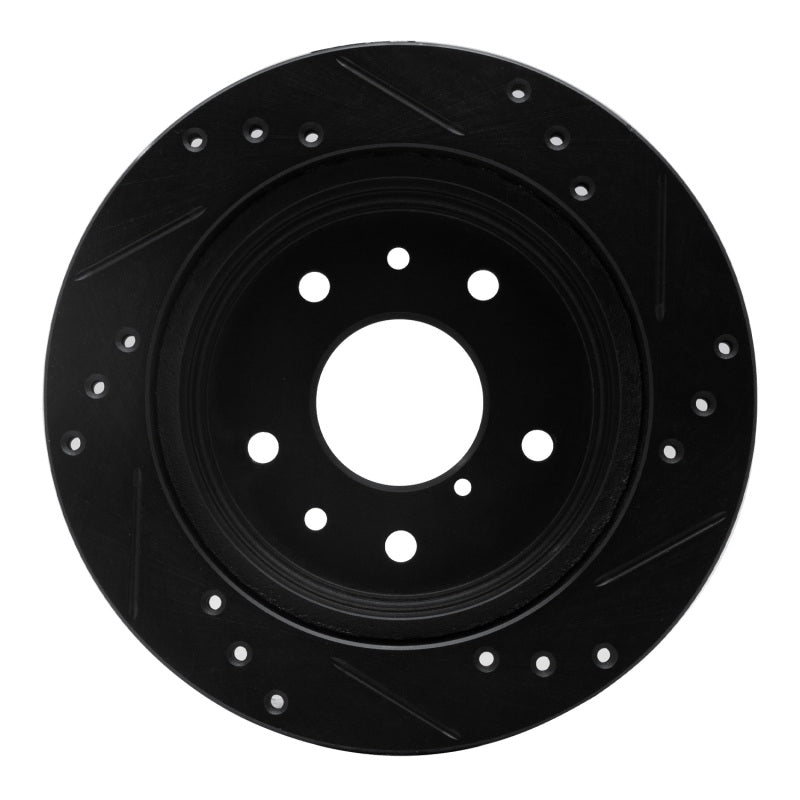 R1 Concepts R1 86-91 Mazda RX-7 Rear Left Drilled & Slotted Black Brake Rotor