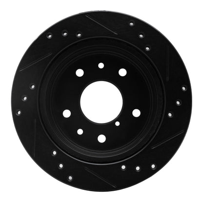 R1 Concepts R1 86-91 Mazda RX-7 Rear Left Drilled & Slotted Black Brake Rotor