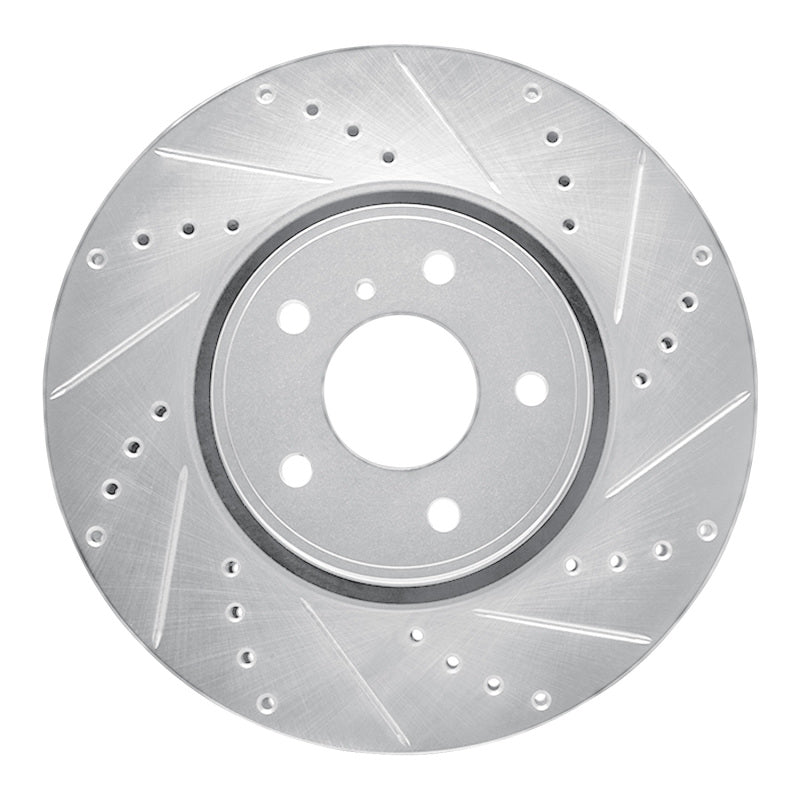 R1 Concepts R1 05-14 Infiniti FX45 Front Right Drilled & Slotted Silver Brake Rotor