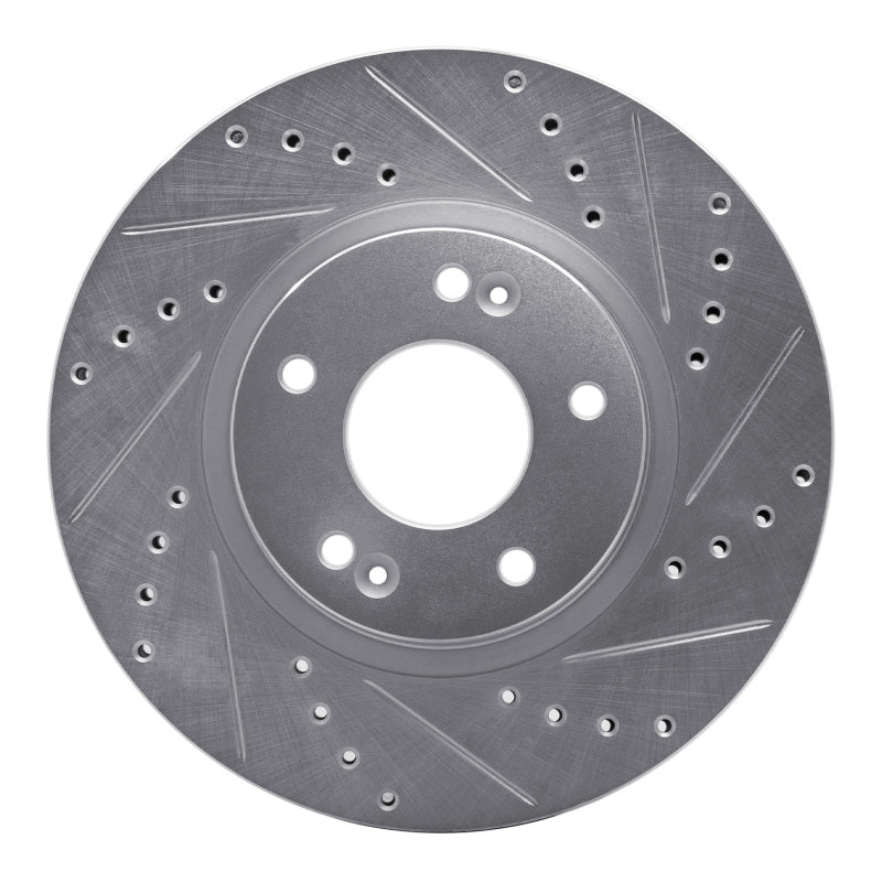 R1 Concepts R1 2007-2009 Hyundai Santa Fe Front Right Drilled & Slotted Silver Brake Rotor