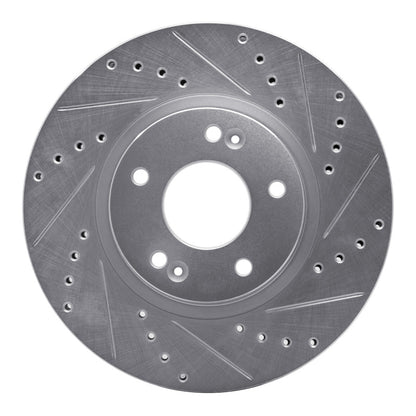 R1 Concepts R1 2007-2009 Hyundai Santa Fe Front Right Drilled & Slotted Silver Brake Rotor