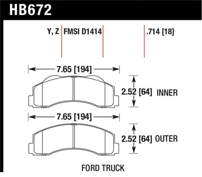 Hawk Performance Hawk 10-11 Ford Expedition/F-150 SVT Raptor / 10-11 F-150 Performance Ceramic Front Street Brake Pad