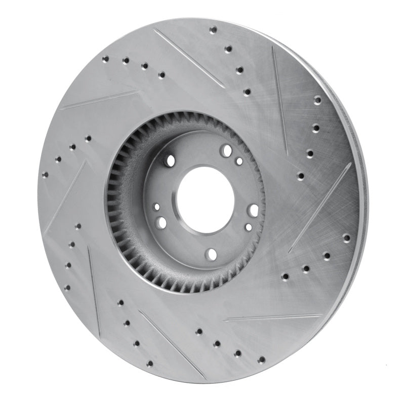 R1 Concepts R1 12-17 Genesis G80 Front Left Drilled & Slotted Silver Brake Rotor