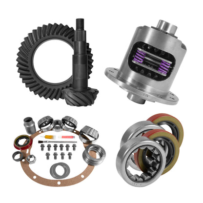 Yukon Gear & Axle Yukon Gear 8.2in GM 3.55 Rear Ring & Pinion Install Kit 28 Spline Positraction 2.25in Axle Bearings