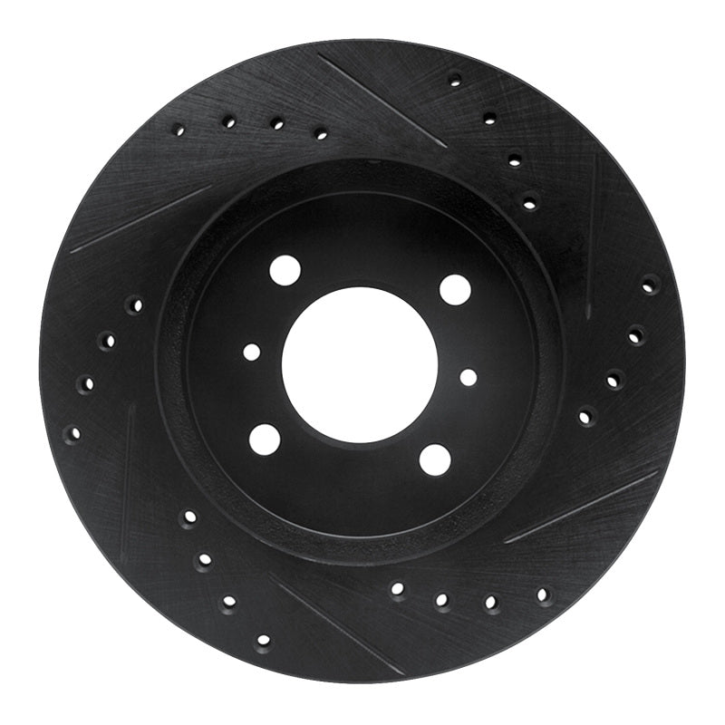 R1 Concepts R1 98-07 Mitsubishi Mirage Front Left Drilled & Slotted Black Brake Rotor