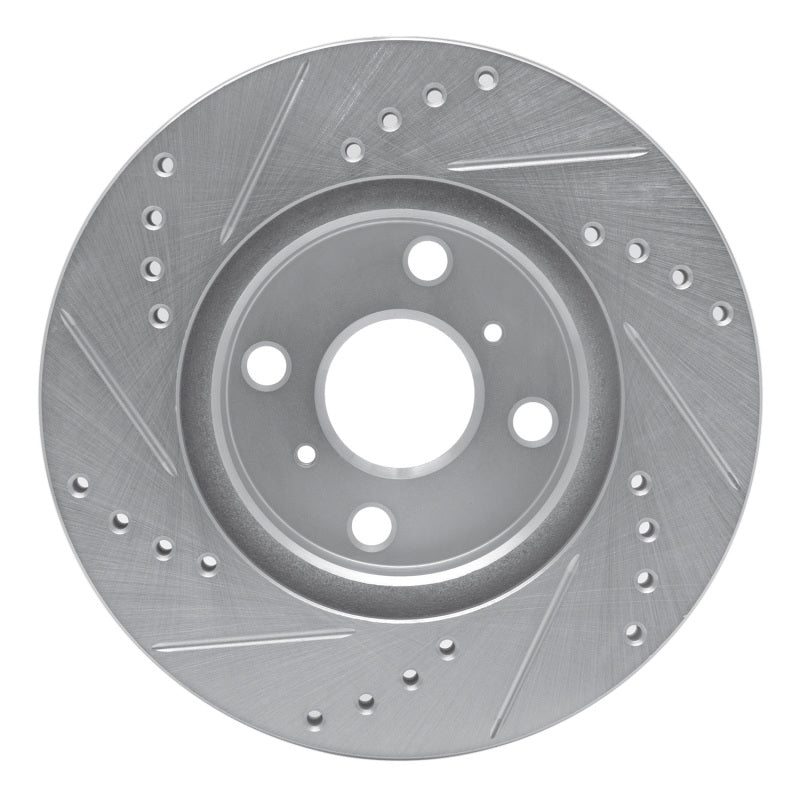 R1 Concepts R1 00-05 Toyota Echo Front Left Drilled & Slotted Silver Brake Rotor