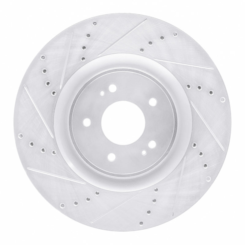 R1 Concepts R1 08-15 Mitsubishi Lancer Front Left Drilled & Slotted Silver Brake Rotor