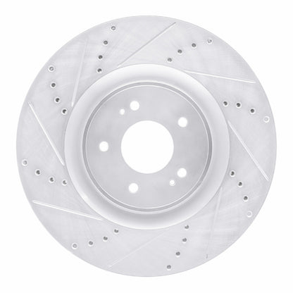 R1 Concepts R1 08-15 Mitsubishi Lancer Front Left Drilled & Slotted Silver Brake Rotor