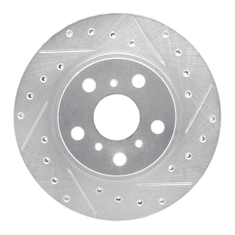 R1 Concepts R1 86-89 Toyota Celica Front Right Drilled & Slotted Silver Brake Rotor