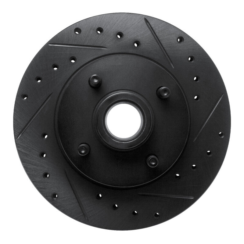 R1 Concepts R1 78-93 Ford Mustang Front Right Drilled & Slotted Black Brake Rotor