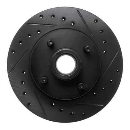 R1 Concepts R1 78-93 Ford Mustang Front Right Drilled & Slotted Black Brake Rotor