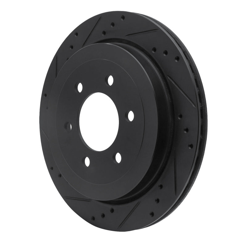 R1 Concepts R1 07-17 Ford Expedition Rear Left Drilled & Slotted Black Brake Rotor