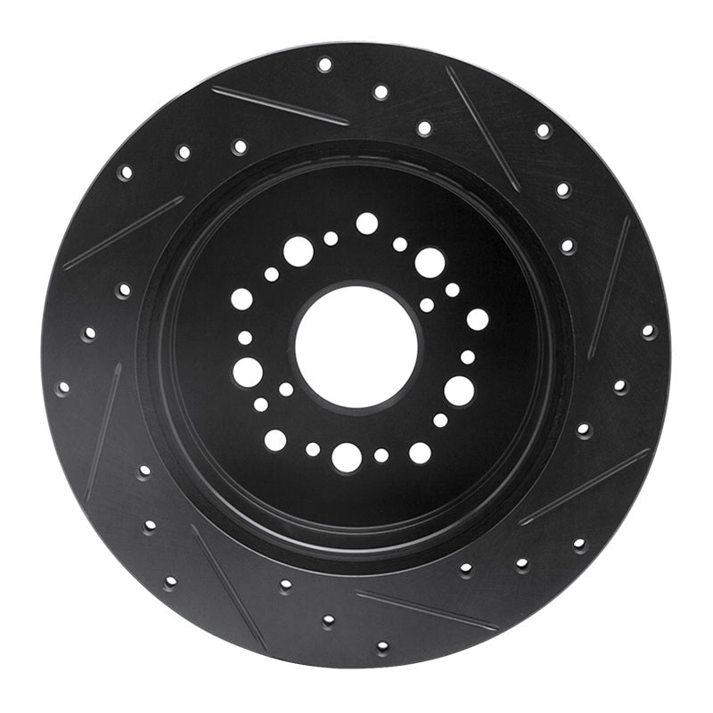 R1 Concepts R1 92-00 Lexus LS400 Rear Left Drilled & Slotted Black Brake Rotor